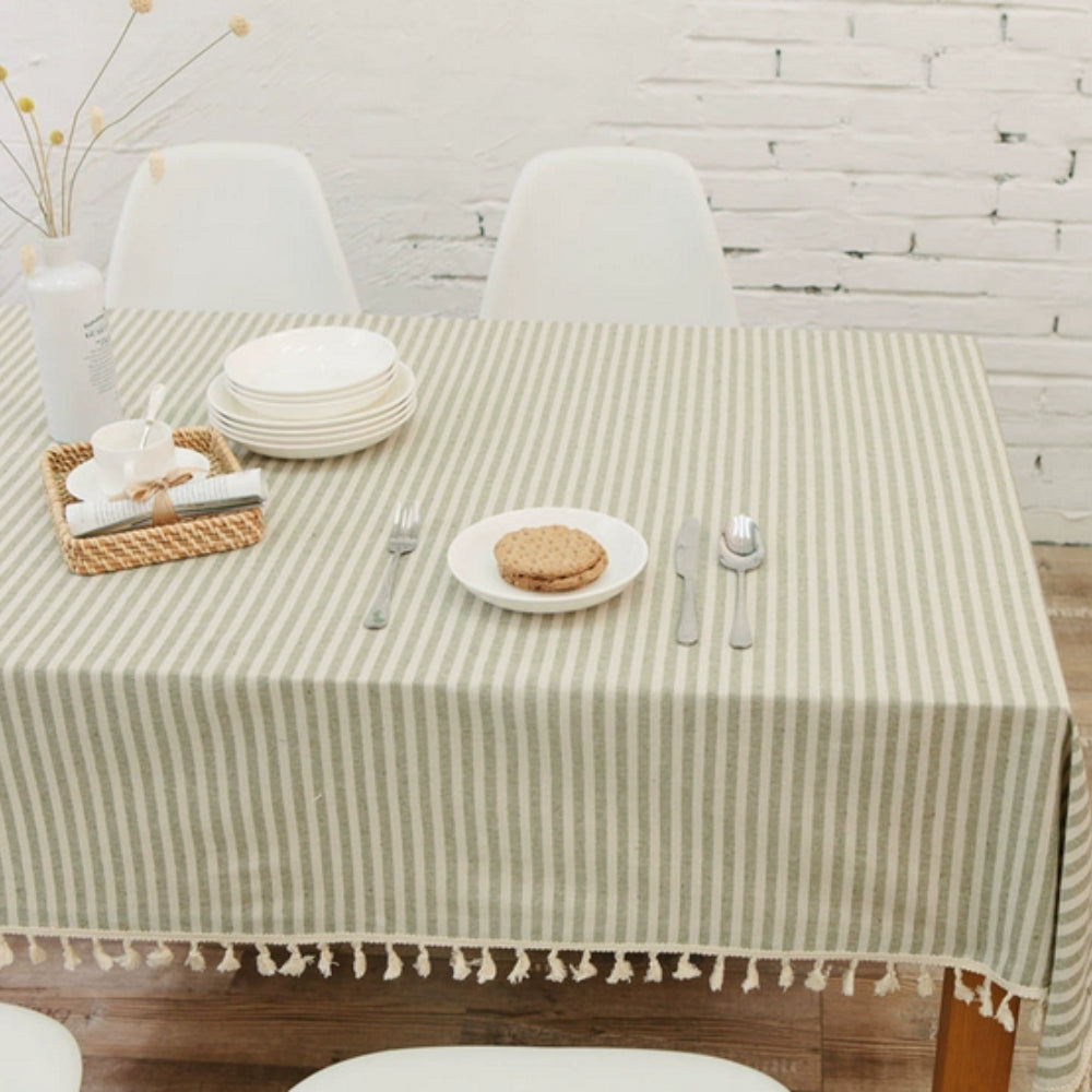 Lisslune | Classic Striped Tassel Table Cloth
