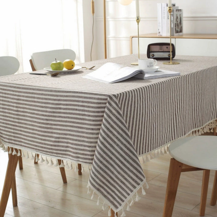 Lisslune | Classic Striped Tassel Table Cloth