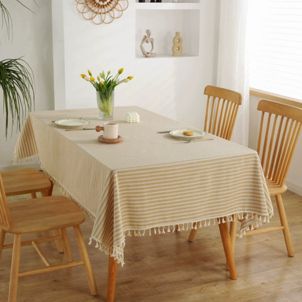 Lisslune | Classic Striped Tassel Table Cloth