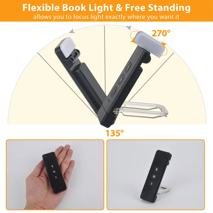 Lisslune | Clip-on book light, USB rechargeable reading light with timer, portable LED bookmark light for bedside & desk