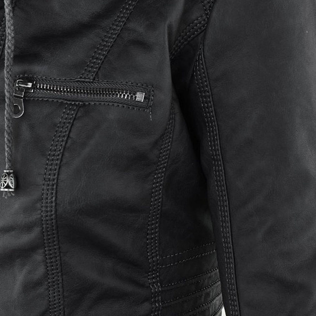 Lisslune | Waterproof Women's Synthetic Leather Jacket with Hood