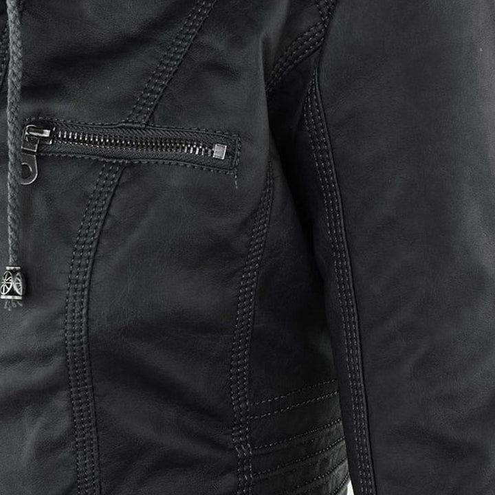 Lisslune | Waterproof Women's Synthetic Leather Jacket with Hood
