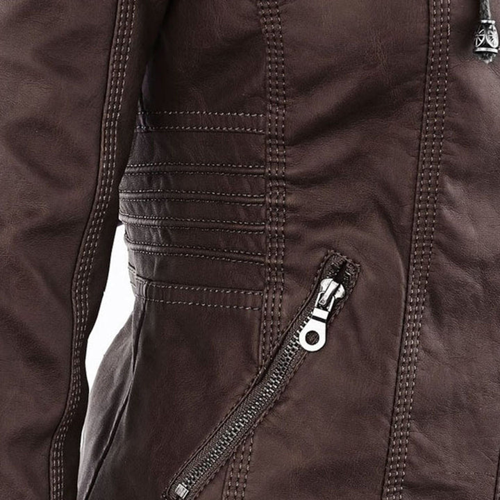 Lisslune | Waterproof Women's Synthetic Leather Jacket with Hood