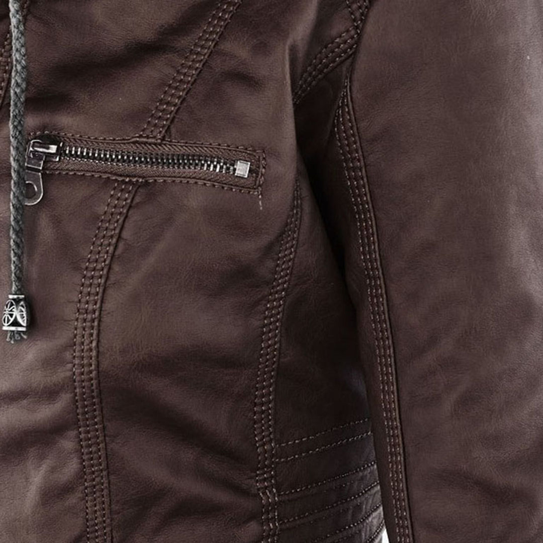 Lisslune | Waterproof Women's Synthetic Leather Jacket with Hood