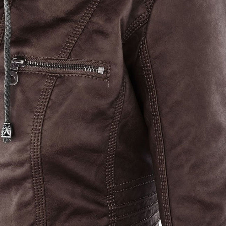 Lisslune | Waterproof Women's Synthetic Leather Jacket with Hood