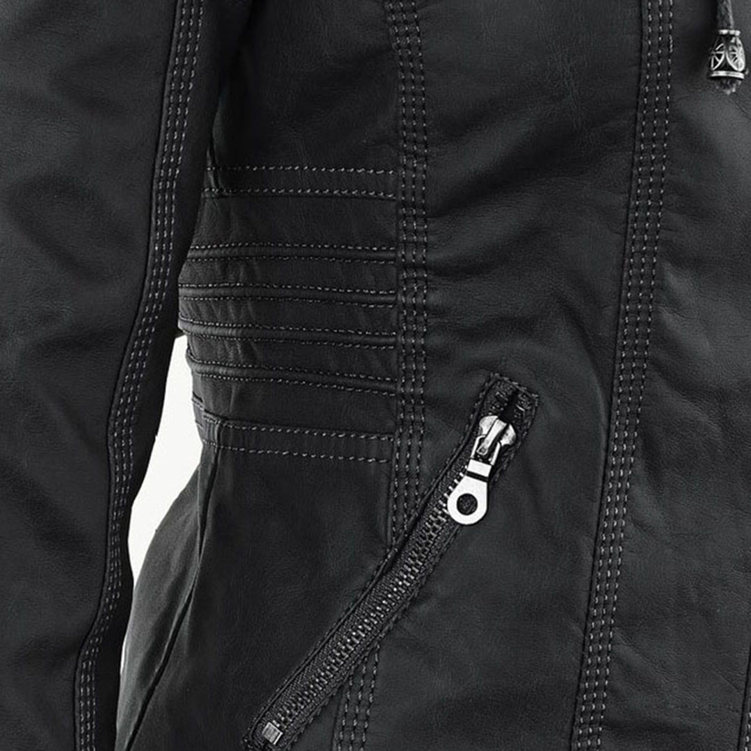 Lisslune | Waterproof Women's Synthetic Leather Jacket with Hood