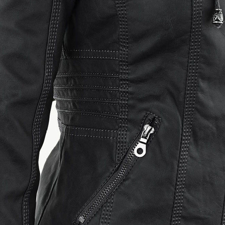 Lisslune | Waterproof Women's Synthetic Leather Jacket with Hood