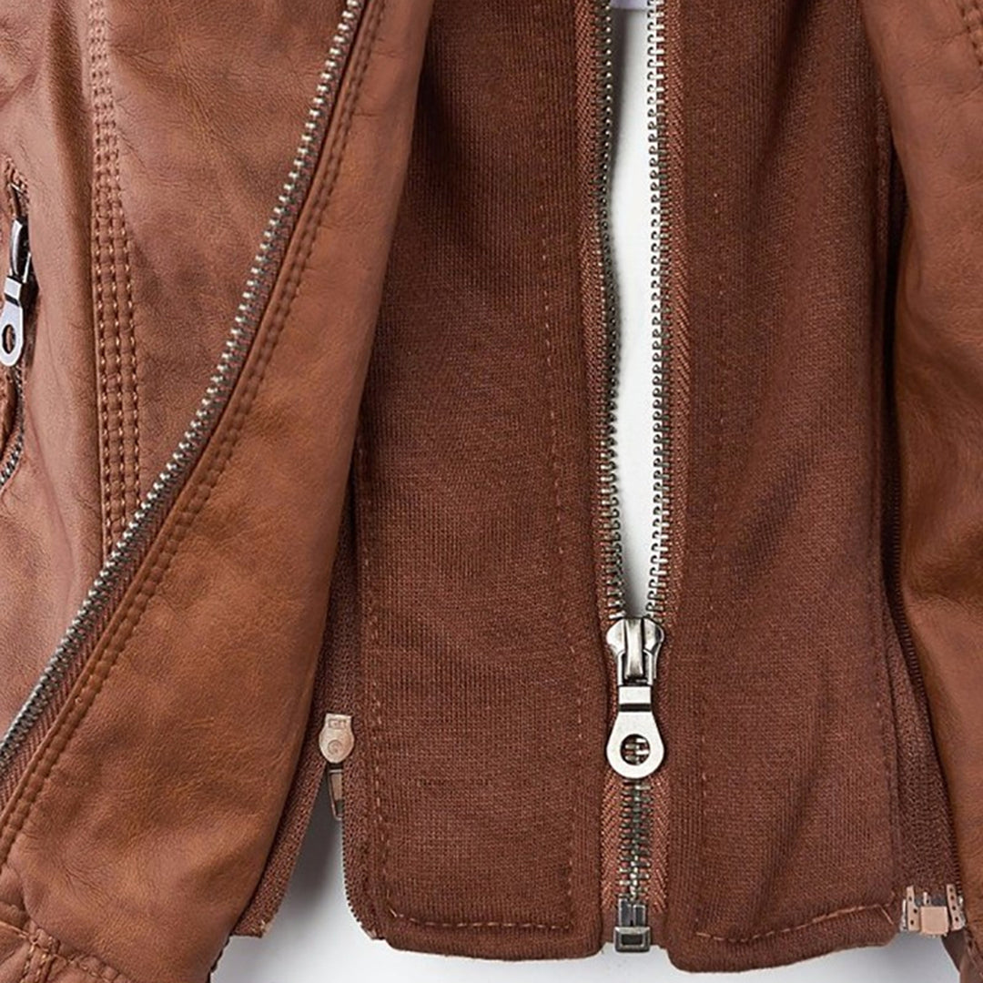 Lisslune | Waterproof Women's Synthetic Leather Jacket with Hood