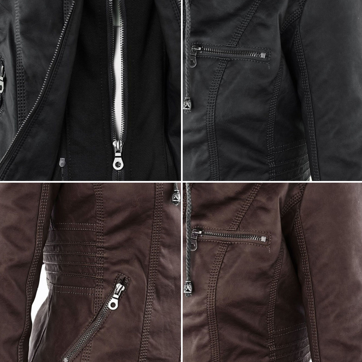 Lisslune | Waterproof Women's Synthetic Leather Jacket with Hood