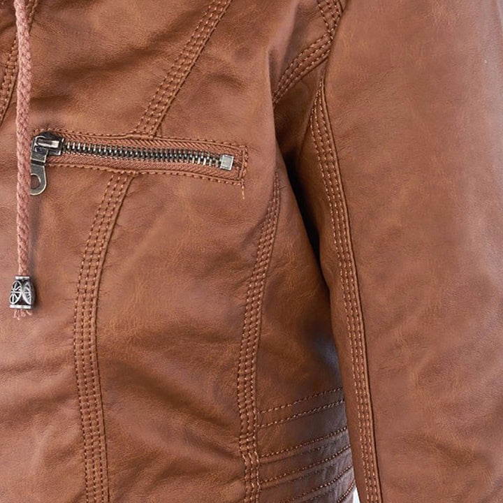 Lisslune | Waterproof Women's Synthetic Leather Jacket with Hood