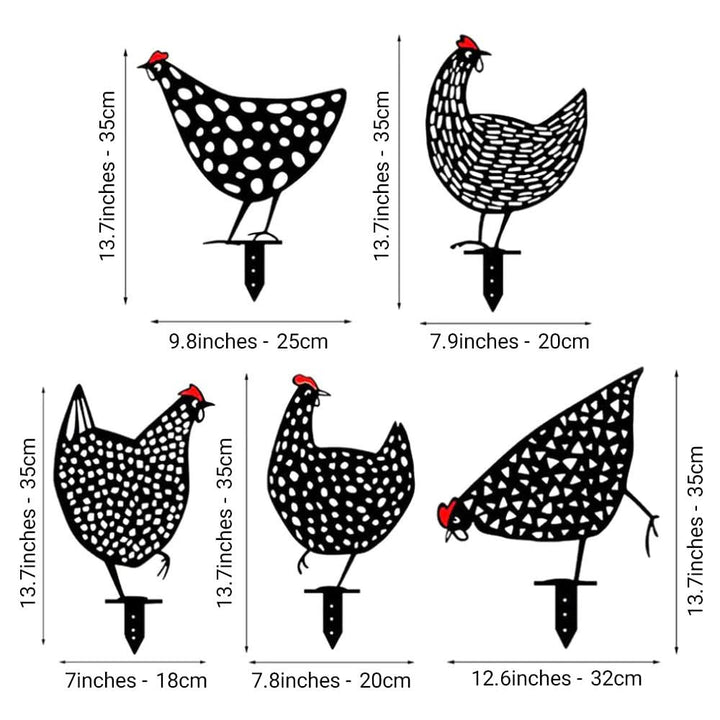 Lisslune | Vintage-Metal-Chicken Garden Sculpture with Durable Surface