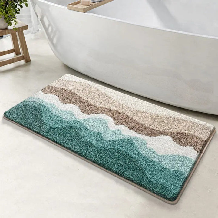 Lisslune | Coastal Wave Pattern Non-Slip Bath Mat