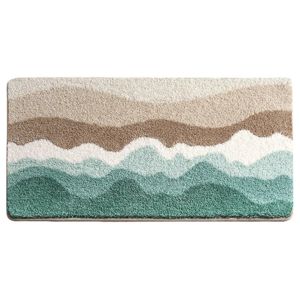 Lisslune | Coastal Wave Pattern Non-Slip Bath Mat