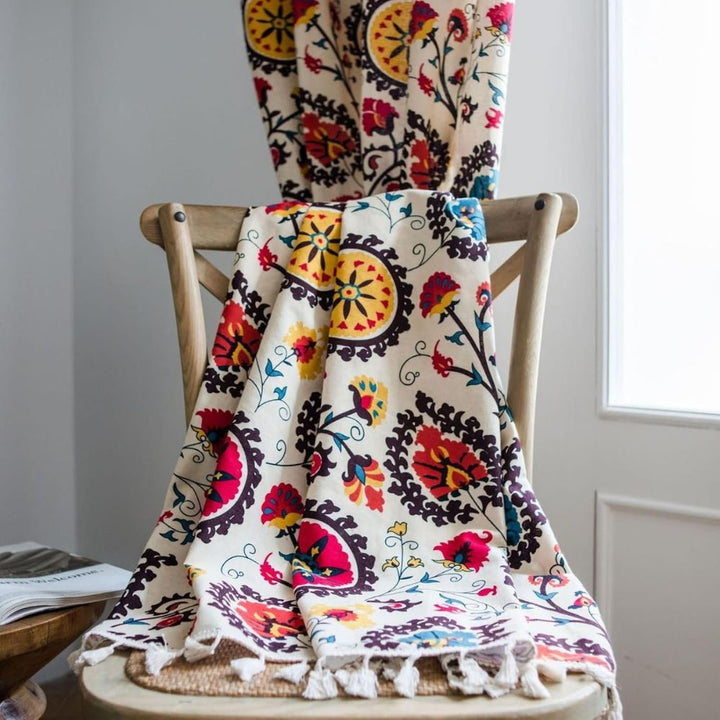 Lisslune | Boho Color Wheel Bloom Tassel Curtain
