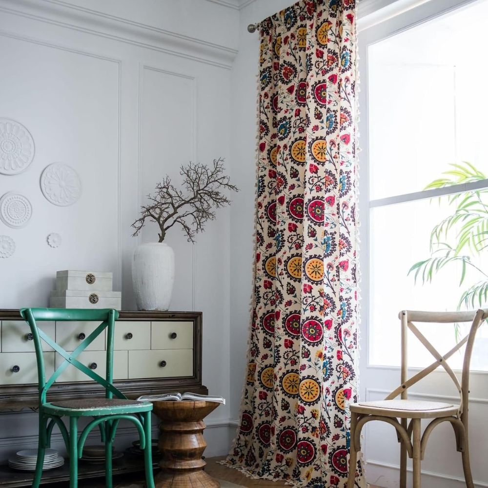 Lisslune | Boho Color Wheel Bloom Tassel Curtain