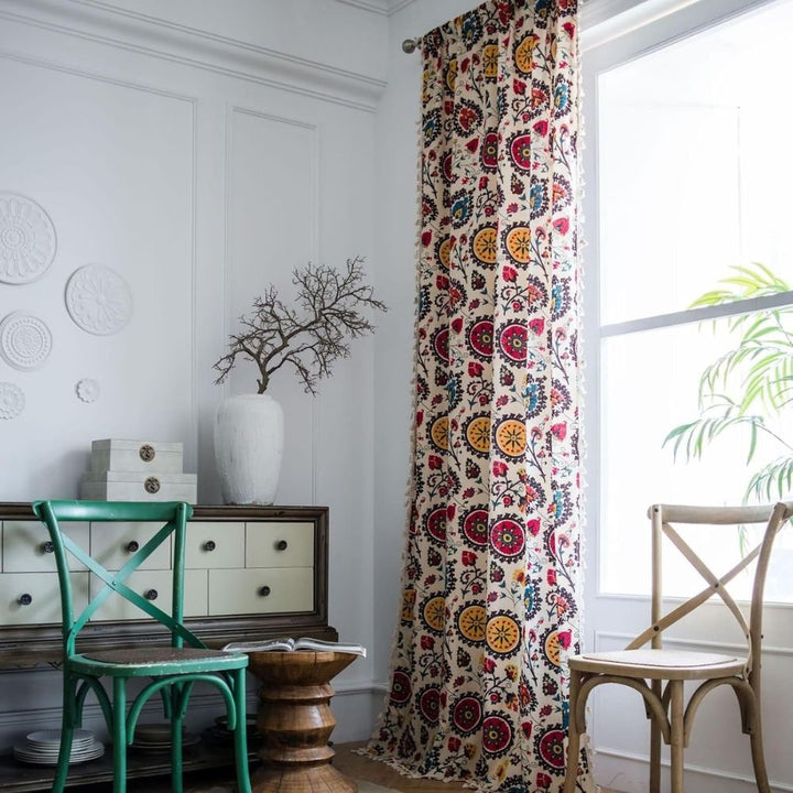 Lisslune | Boho Color Wheel Bloom Tassel Curtain