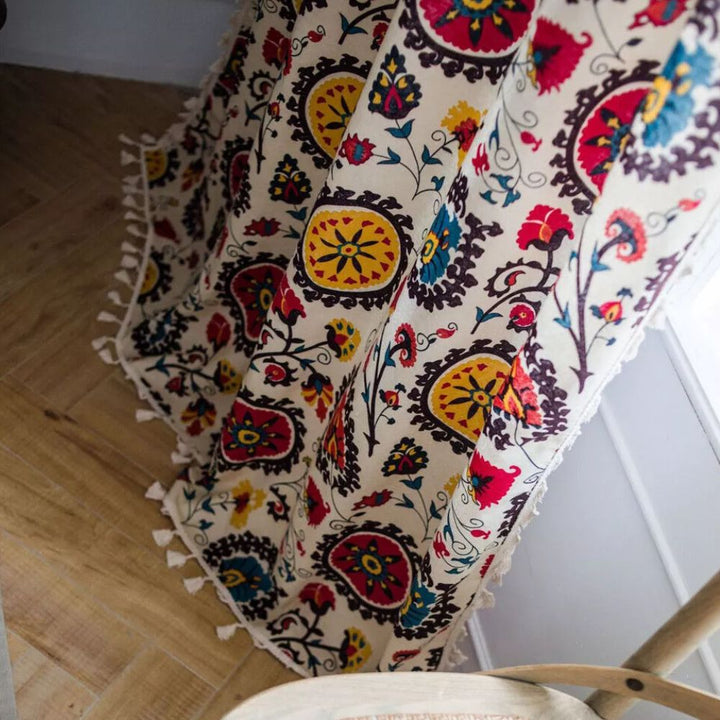 Lisslune | Boho Color Wheel Bloom Tassel Curtain