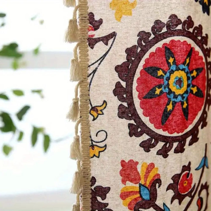 Lisslune | Boho Color Wheel Bloom Tassel Curtain
