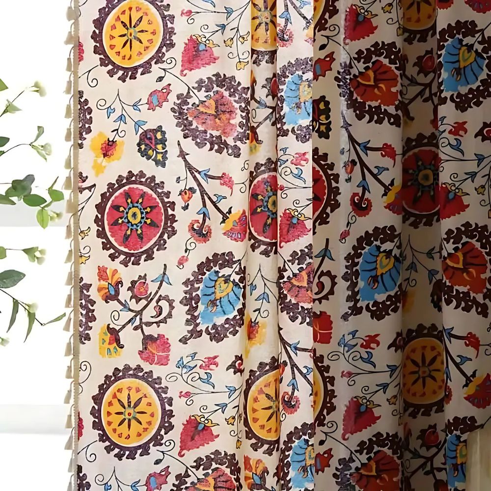 Lisslune | Boho Color Wheel Bloom Tassel Curtain