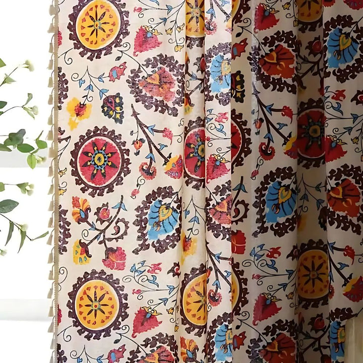 Lisslune | Boho Color Wheel Bloom Tassel Curtain