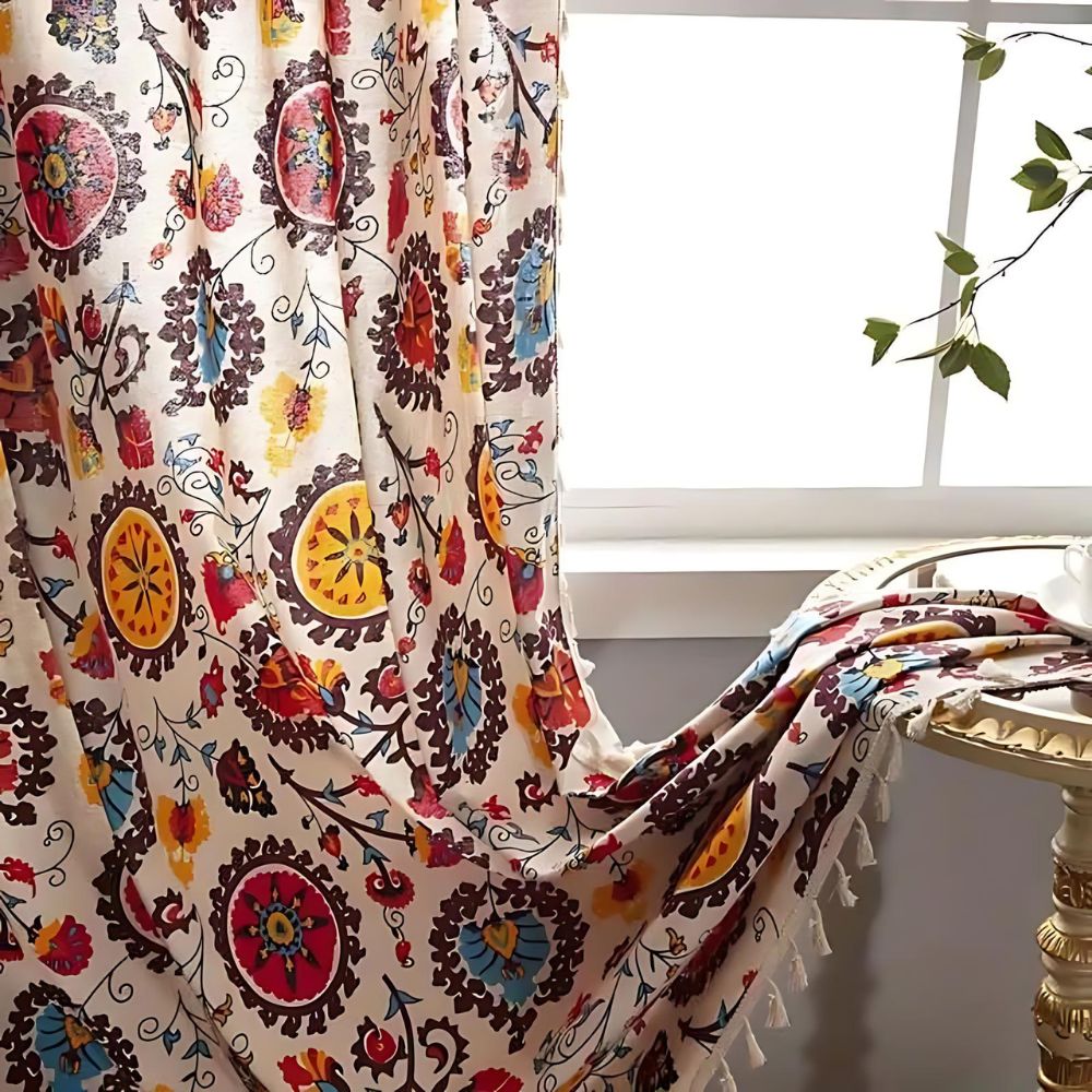 Lisslune | Boho Color Wheel Bloom Tassel Curtain