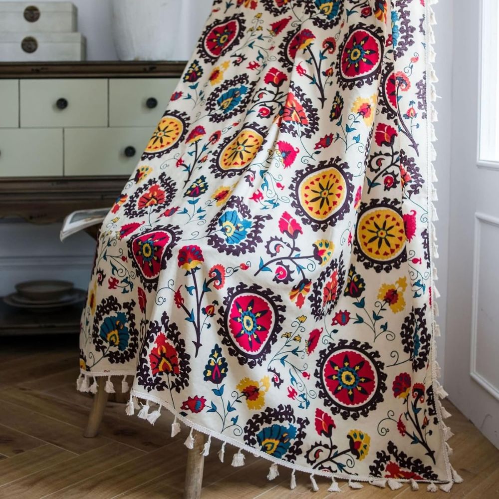 Lisslune | Boho Color Wheel Bloom Tassel Curtain