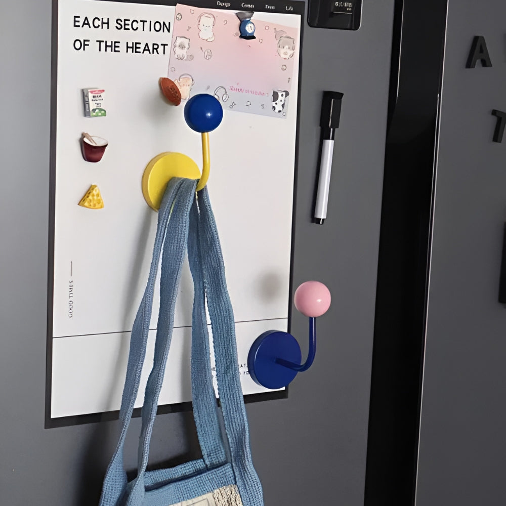 Lisslune | MagneSphere Wooden Magnetic Wall Hooks – Colorful Storage Solution Without Drilling