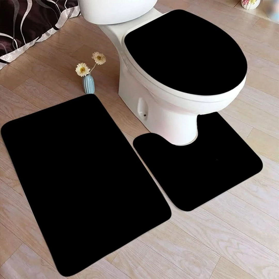 Lisslune | 3-piece bath rug set with non-slip flannel surface