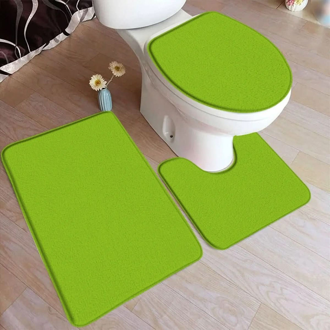 Lisslune | 3-piece bath rug set with non-slip flannel surface