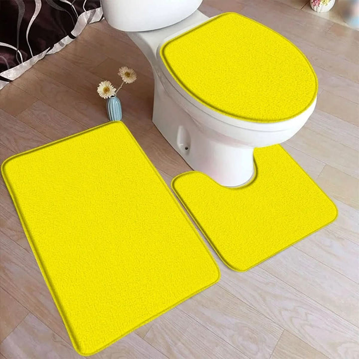 Lisslune | 3-piece bath rug set with non-slip flannel surface