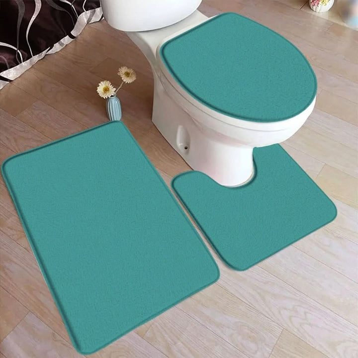 Lisslune | 3-piece bath rug set with non-slip flannel surface