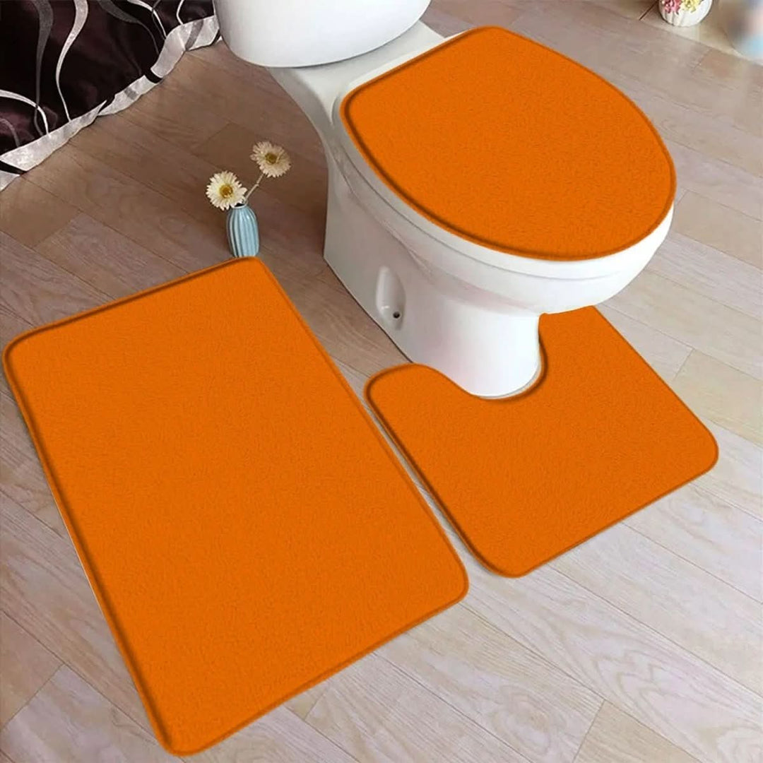 Lisslune | 3-piece bath rug set with non-slip flannel surface