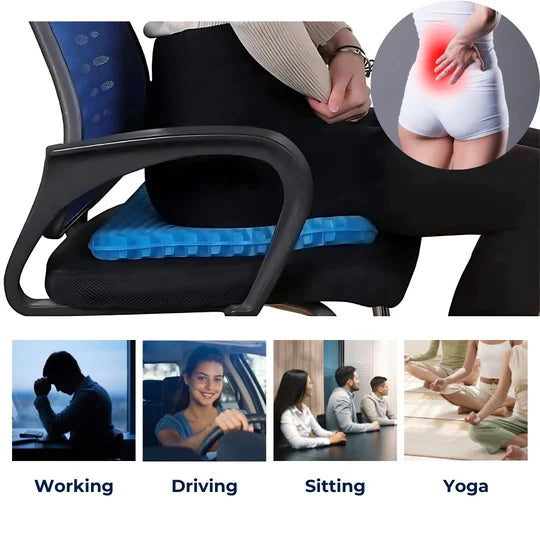 Lisslune | PressureFree Orthopedic Gel Seat Cushion – Breathable Honeycomb Design for Tailbone and Back Pain Relief