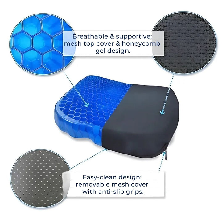 Lisslune | GelRelax Seat Cushion – Orthopedic Gel Seat Cushion for Pressure Relief and Comfort
