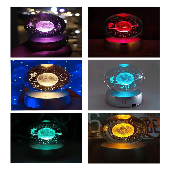Lisslune | Dreamy Galaxy 3D Planets Lighted Glass Sphere