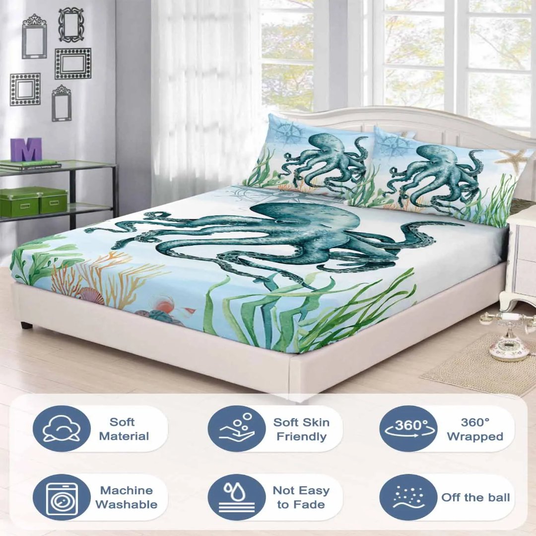 Lisslune | 3pcs Octopus Eye Floral Comfortable Duvet Cover Bedding Set