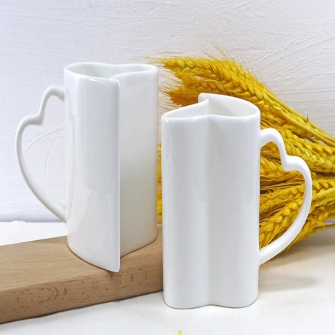 Lisslune | 2pcs Valentines day Heart Shape Couple Mug