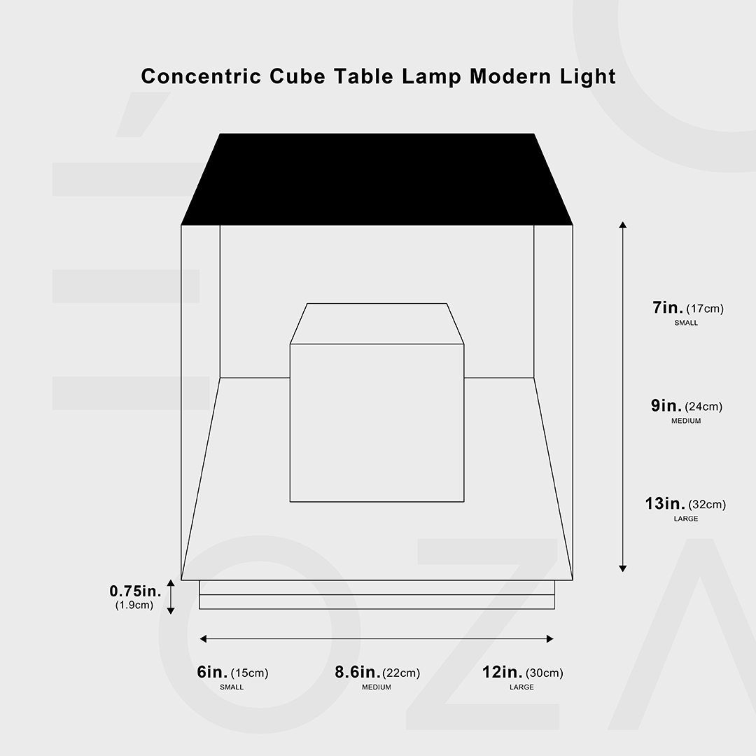Lisslune | Concentric Cube Table Lamp, Modern Lighting