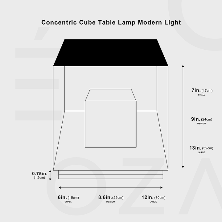 Lisslune | Concentric Cube Table Lamp, Modern Lighting