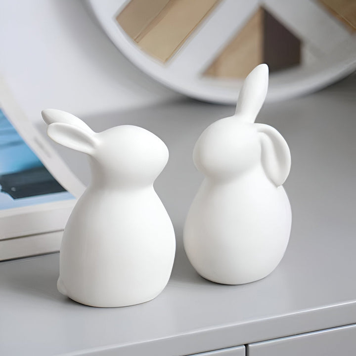 Lisslune | ConeyBliss Minimalist Ceramic Bunny – Elegant White Easter Rabbit Figurine Decor