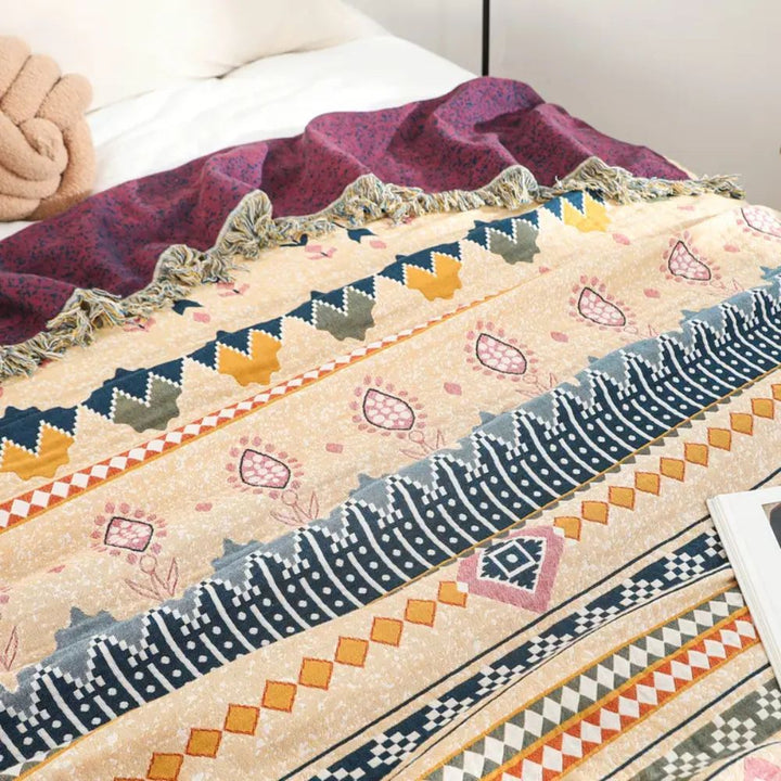 Lisslune | Cozy Artisan Patterned Cotton Throw Blanket