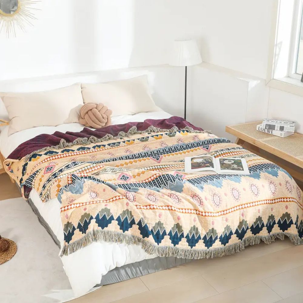 Lisslune | Cozy Artisan Patterned Cotton Throw Blanket