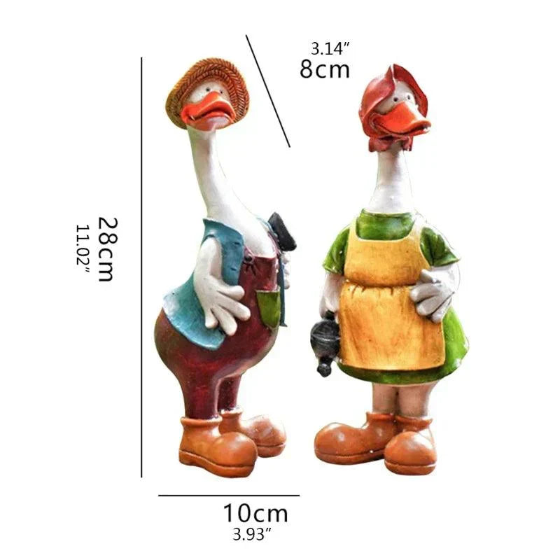 Lisslune | Hand-Painted Duck Couple Garden Ornaments – Elegant Resin Duck Statues for Outdoor & Indoor Decor