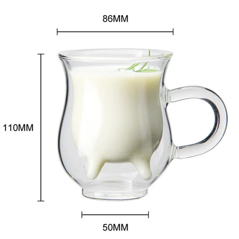 Lisslune | Cow Double Layer Glass Mug
