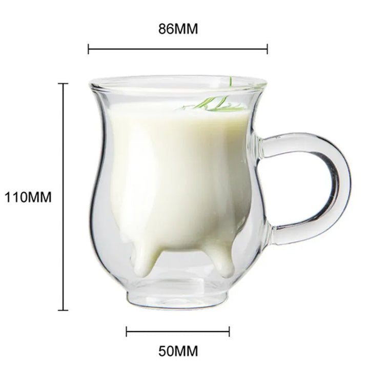 Lisslune | Cow Double Layer Glass Mug