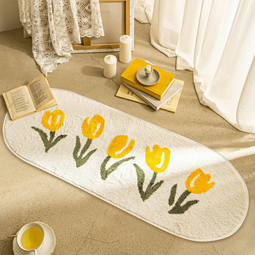 Lisslune | BlossomHaven - Elegant oval rug with floral charm for any room