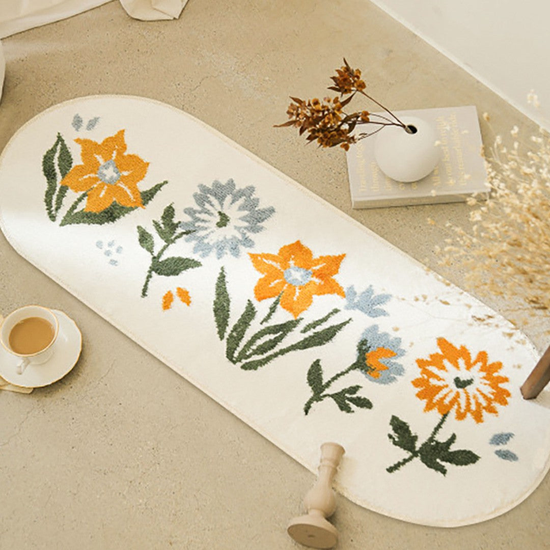 Lisslune | BlossomHaven - Elegant oval rug with floral charm for any room