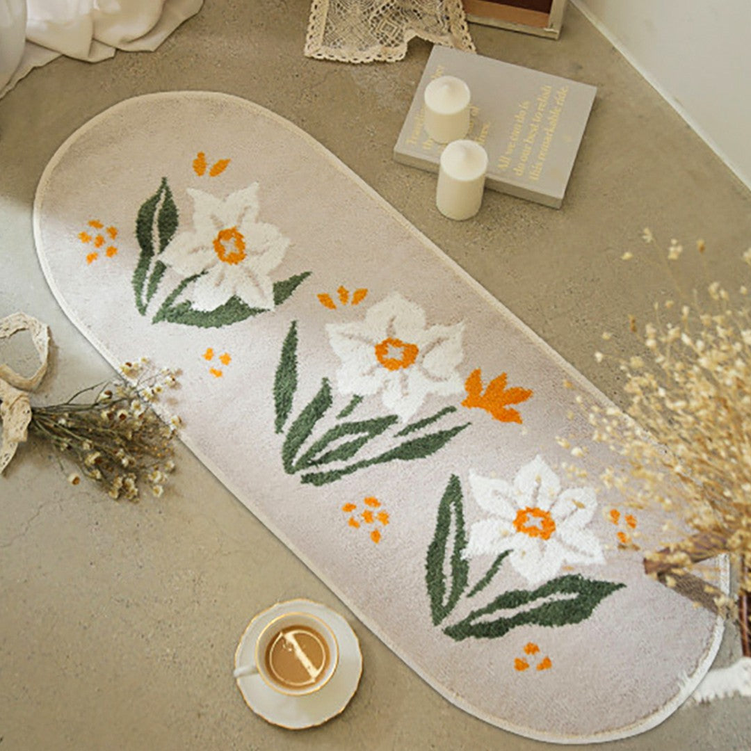 Lisslune | BlossomHaven - Elegant oval rug with floral charm for any room
