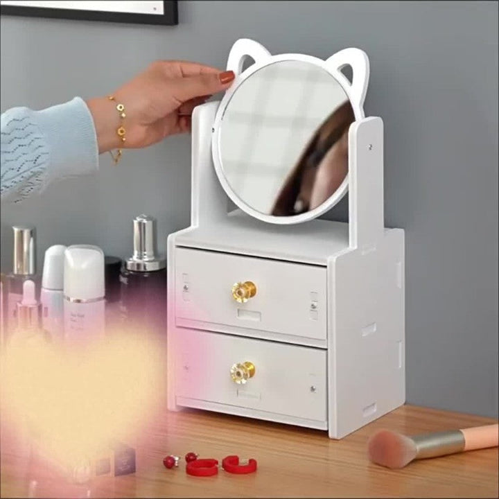 Lisslune | MeowGlow - Cat Ear Makeup Mirror with Storage