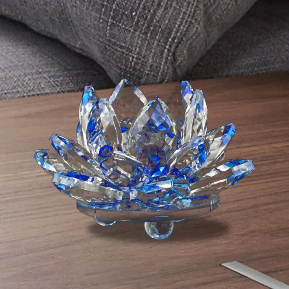 Lisslune | Crystal Lotus Flower Figurine Home Wedding Decoration Glass Art Collection Paperweight Office Table Ornaments Souvenir Gifts